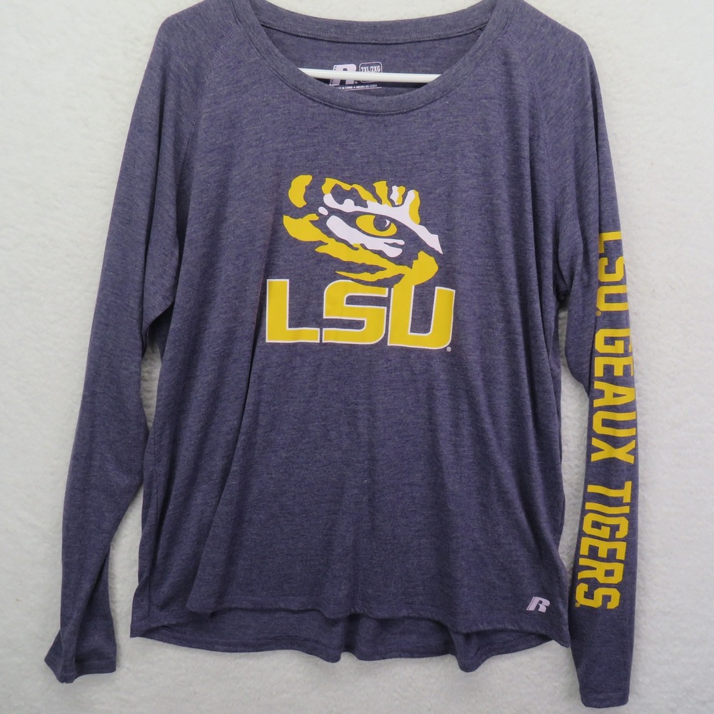 Russell Athletic LSU Geaux Tigers‎ Purple Long Sleeve Shirt Womens 2XL 18W/20W